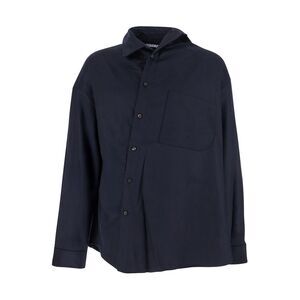 Jacquemus Men Blue Shirt With Asymmetric Design In Wool Man